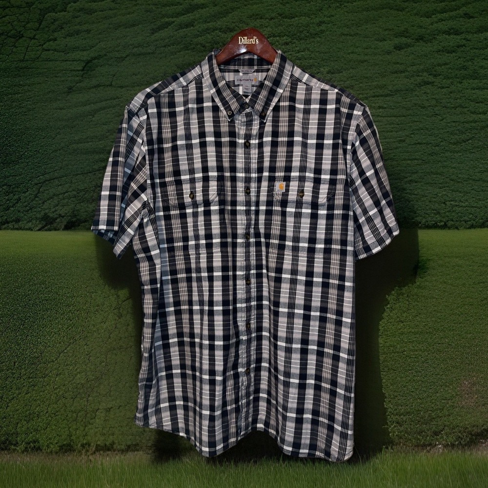 Carhartt Relaxed‎ Fit Shirt Men 2XL Plaid Short Sleeve